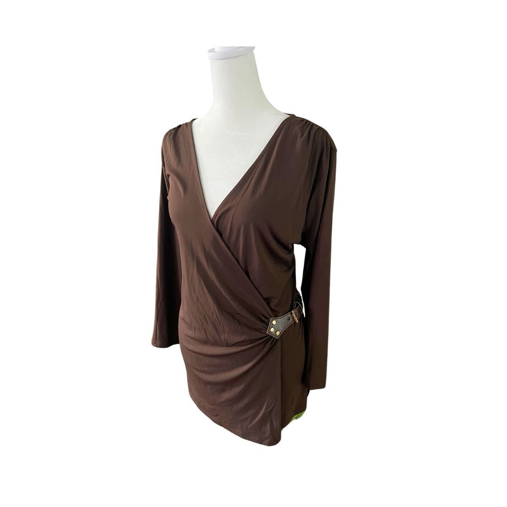 Michael Kors Elegant Brown Wrap Top